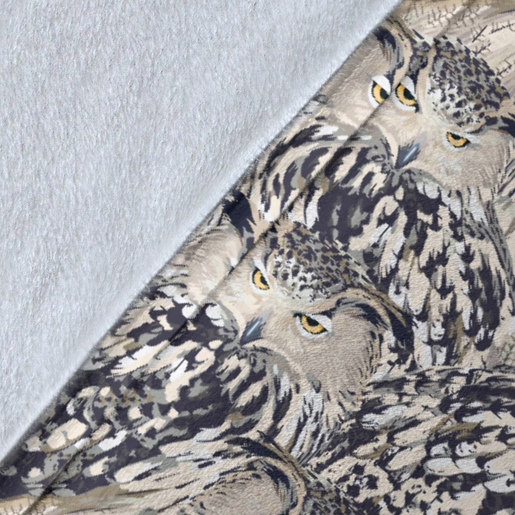 Owl Realistic Themed Design Print Fleece Blanket