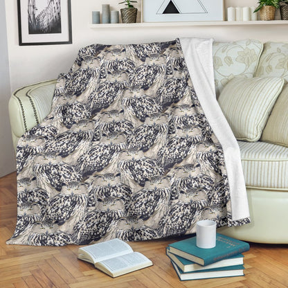 Owl Realistic Themed Design Print Fleece Blanket