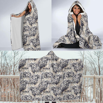Owl Realistic Themed Design Print Hooded Blanket-JTAMIGO.COM