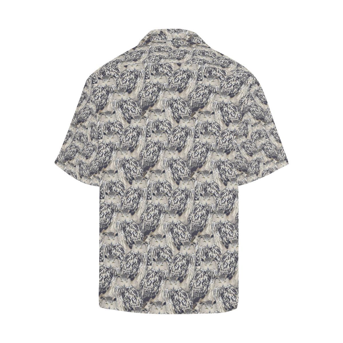 Owl Realistic Themed Design Print Men Aloha Hawaiian Shirt