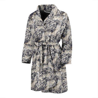 Owl Realistic Themed Design Print Men Bath Robe-JTAMIGO.COM