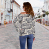 Owl Realistic Themed Design Print Off Shoulder Sweatshirt