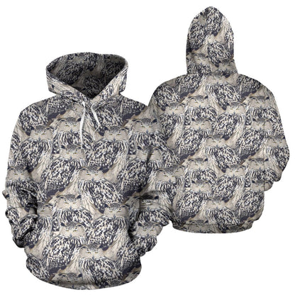 Owl Realistic Themed Design Print Pullover Hoodie