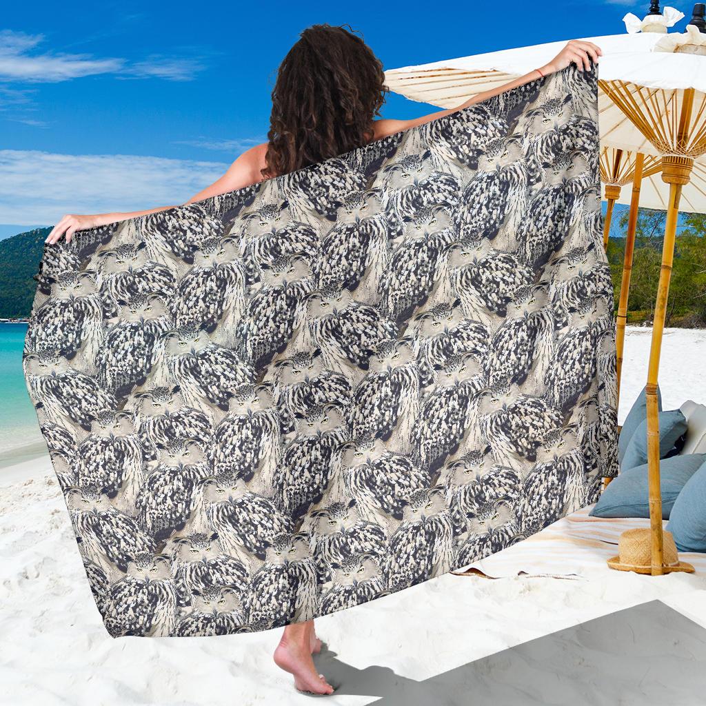 Owl Realistic Themed Design Print Sarong Pareo Wrap