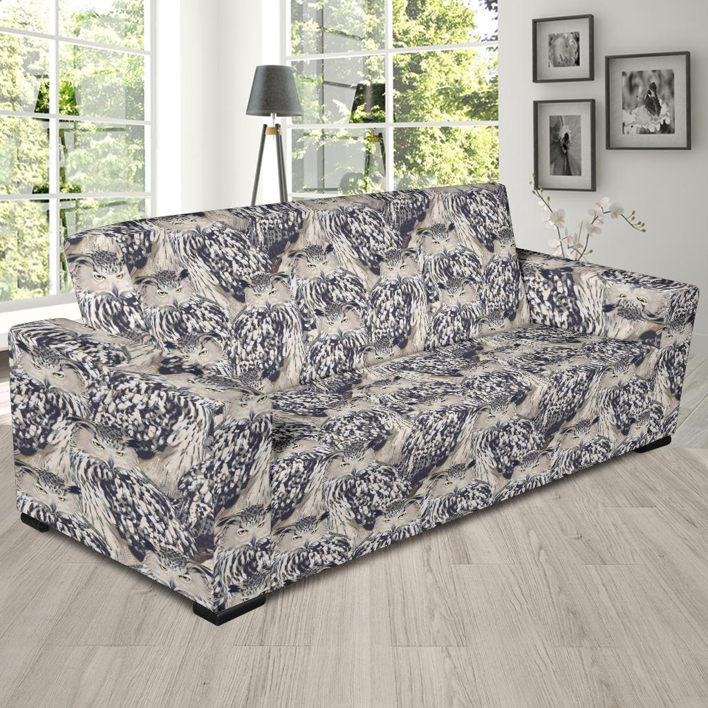 Owl Realistic Themed Design Print Sofa Slipcover-JTAMIGO.COM