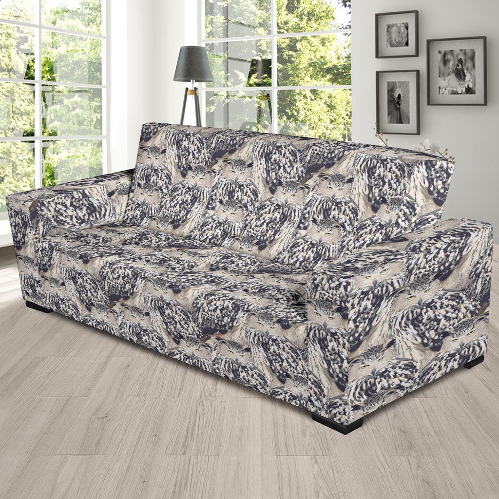 Owl Realistic Themed Design Print Sofa Slipcover-JTAMIGO.COM