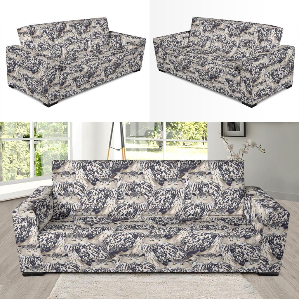 Owl Realistic Themed Design Print Sofa Slipcover-JTAMIGO.COM