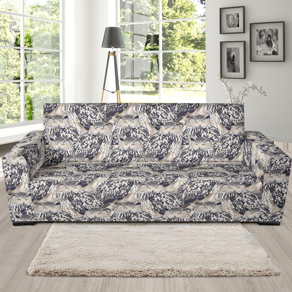 Owl Realistic Themed Design Print Sofa Slipcover-JTAMIGO.COM