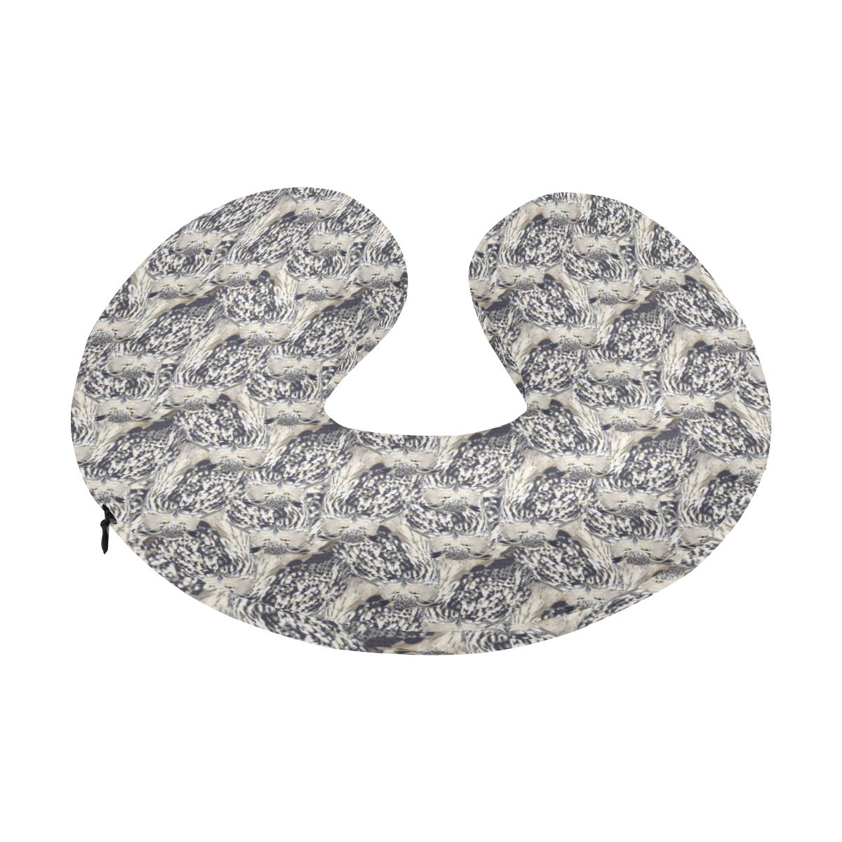 Owl Realistic Themed Design Print U-Shaped Travel Neck Pillow-JTAMIGO.COM