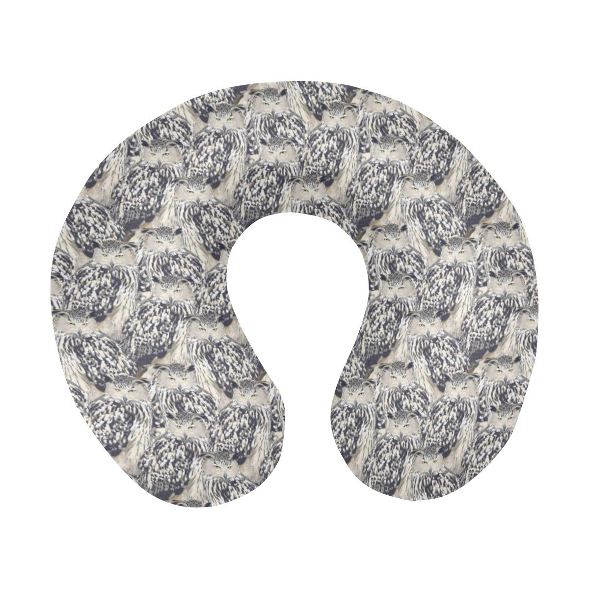 Owl Realistic Themed Design Print U-Shaped Travel Neck Pillow-JTAMIGO.COM