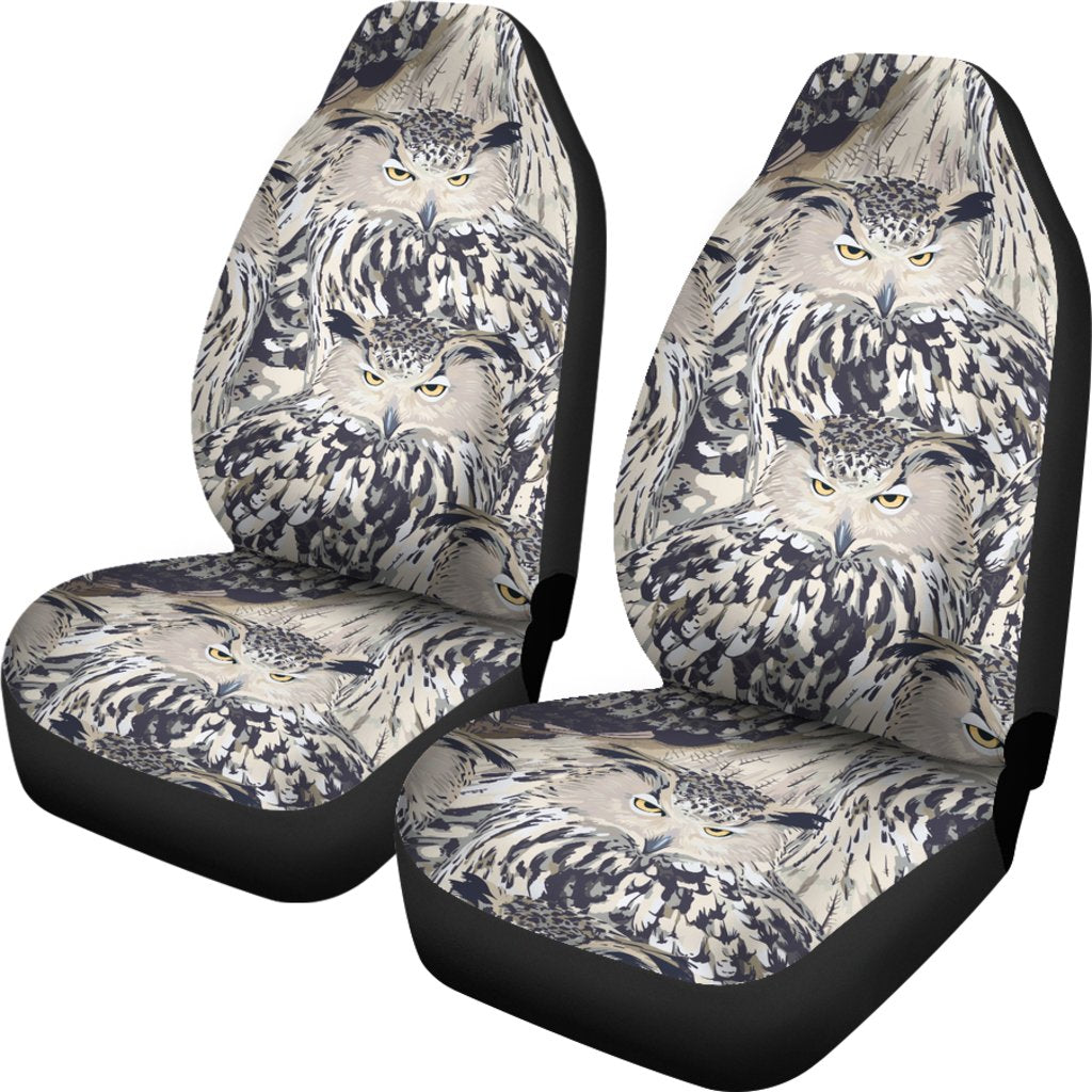Owl Realistic Themed Design Print Universal Fit Car Seat Covers