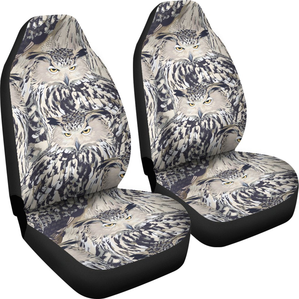 Owl Realistic Themed Design Print Universal Fit Car Seat Covers