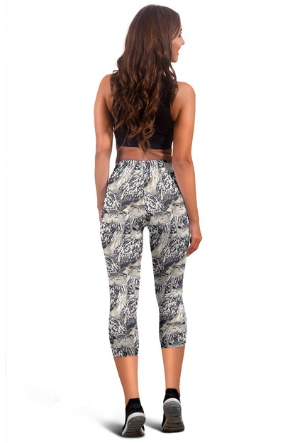 Owl Realistic Themed Design Print Women Capris
