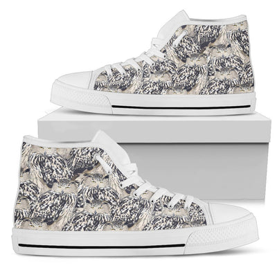 Owl Realistic Themed Design Print Women High Top Shoes