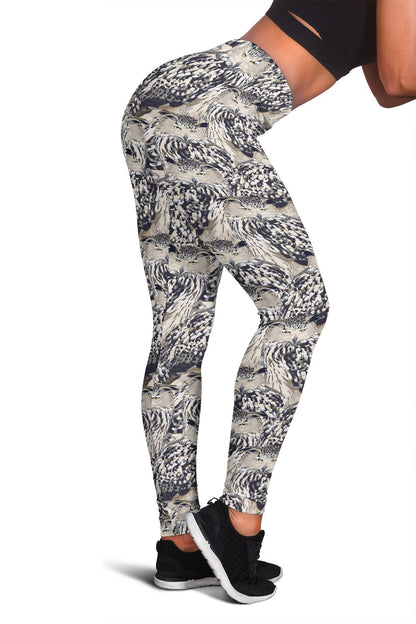 Owl Realistic Themed Design Print Women Leggings