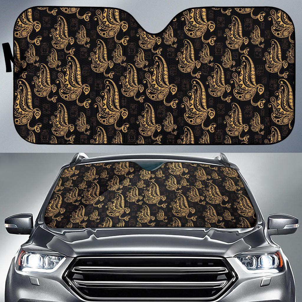 Owl Tribal Polynesian Design Print Car Sun Shade For Windshield