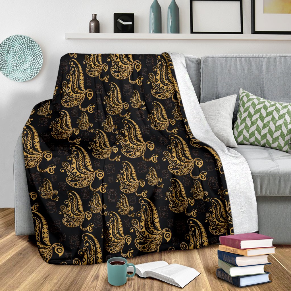 Owl Tribal Polynesian Design Print Fleece Blanket