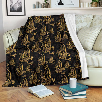 Owl Tribal Polynesian Design Print Fleece Blanket
