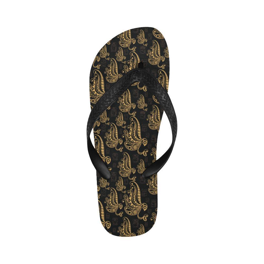 Owl Tribal Polynesian Design Print Flip Flops-JTAMIGO.COM