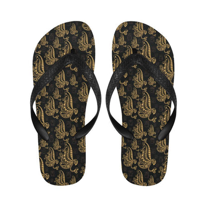 Owl Tribal Polynesian Design Print Flip Flops-JTAMIGO.COM