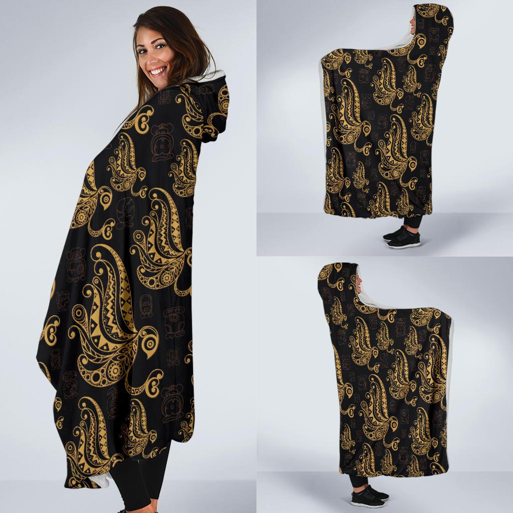 Owl Tribal Polynesian Design Print Hooded Blanket-JTAMIGO.COM