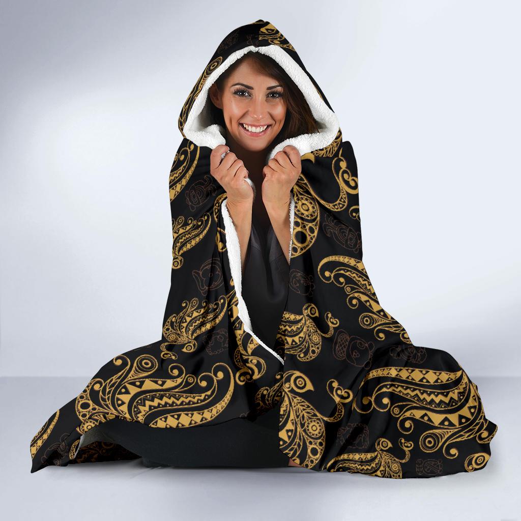 Owl Tribal Polynesian Design Print Hooded Blanket-JTAMIGO.COM