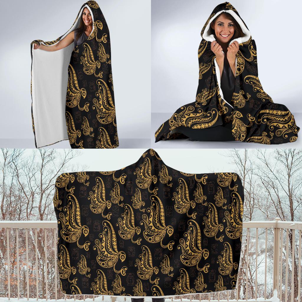 Owl Tribal Polynesian Design Print Hooded Blanket-JTAMIGO.COM