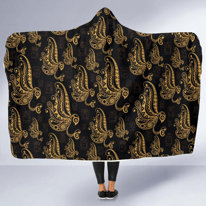 Owl Tribal Polynesian Design Print Hooded Blanket-JTAMIGO.COM
