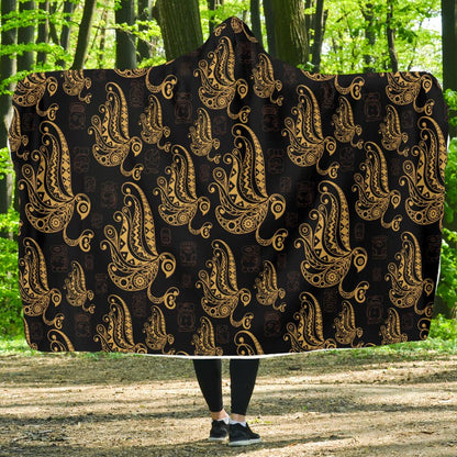 Owl Tribal Polynesian Design Print Hooded Blanket-JTAMIGO.COM