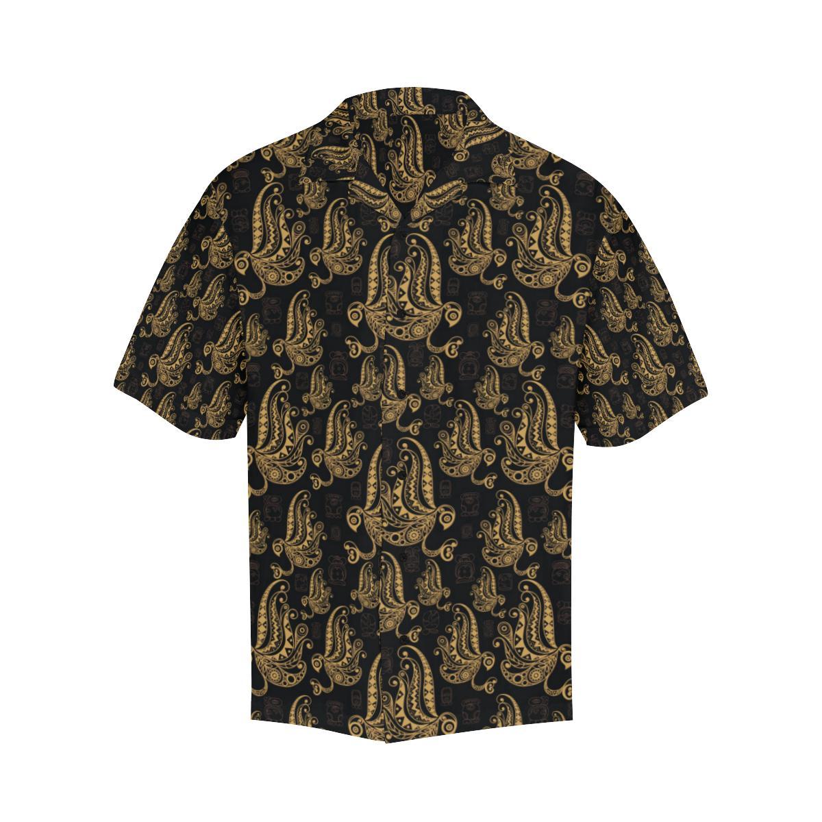 Owl Tribal Polynesian Design Print Men Aloha Hawaiian Shirt