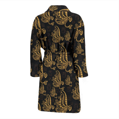 Owl Tribal Polynesian Design Print Men Bath Robe-JTAMIGO.COM