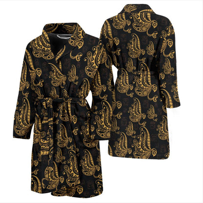 Owl Tribal Polynesian Design Print Men Bath Robe-JTAMIGO.COM