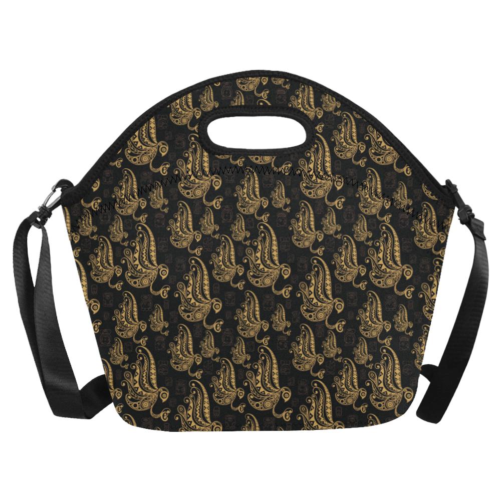 Owl Tribal Polynesian Design Print Neoprene Lunch Bag (Model 1669)(Large)-JTAMIGO.COM