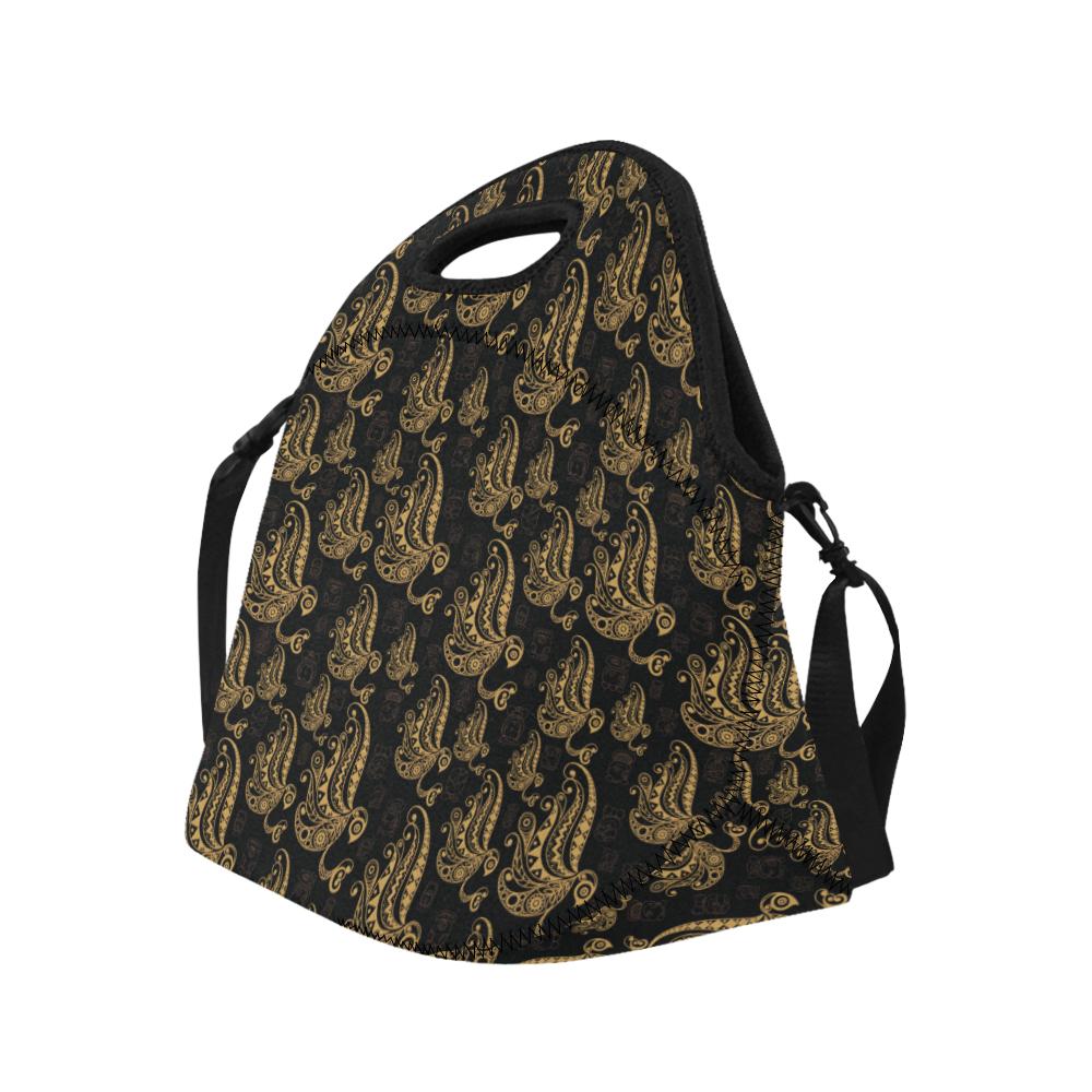 Owl Tribal Polynesian Design Print Neoprene Lunch Bag (Model 1669)(Large)-JTAMIGO.COM