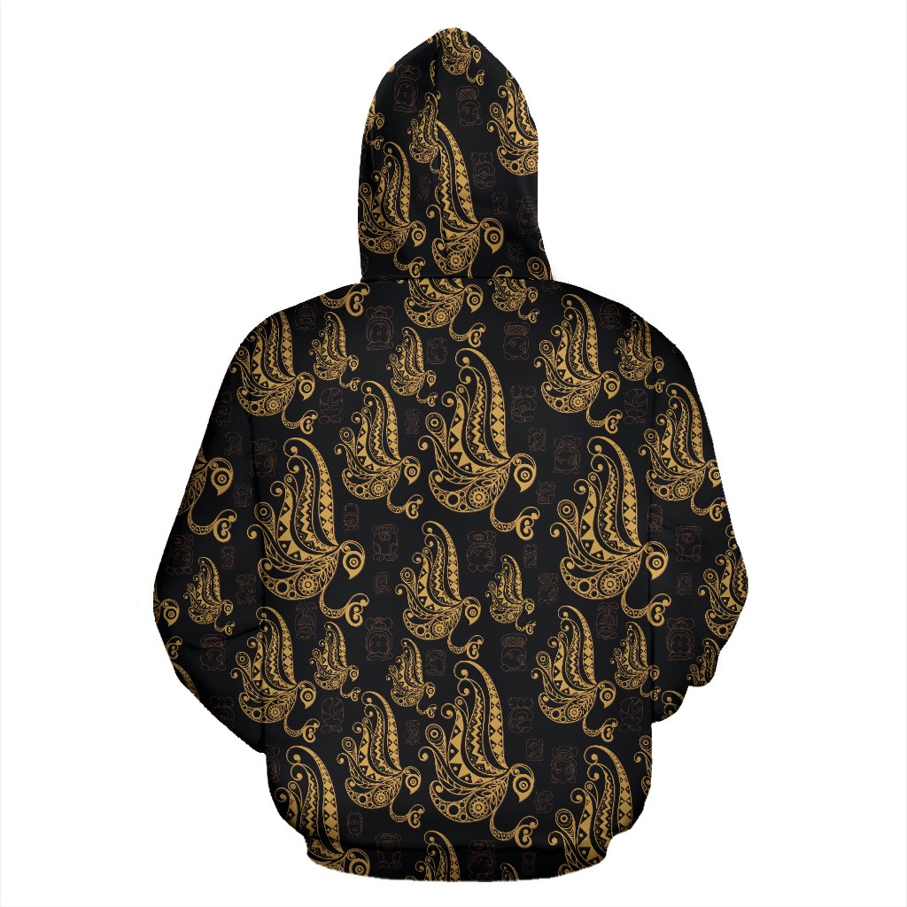 Owl Tribal Polynesian Design Print Pullover Hoodie