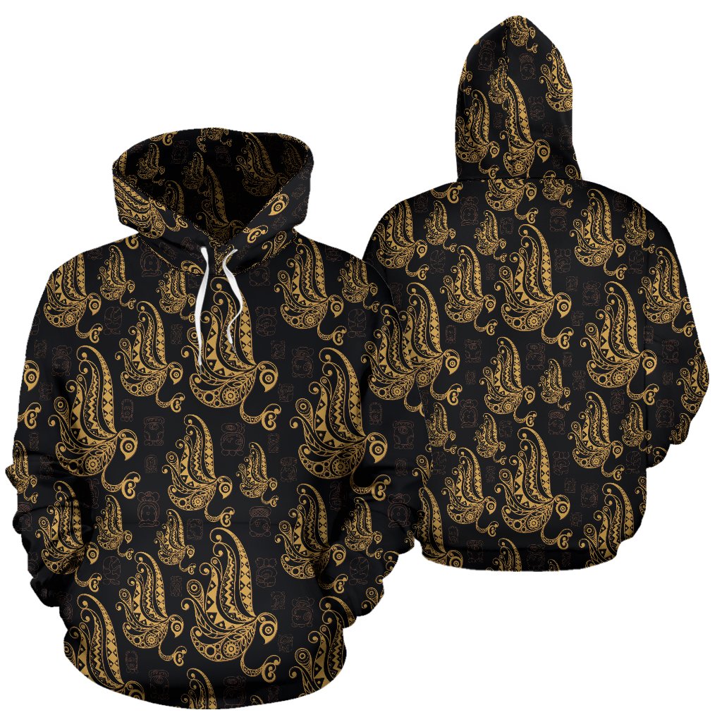 Owl Tribal Polynesian Design Print Pullover Hoodie