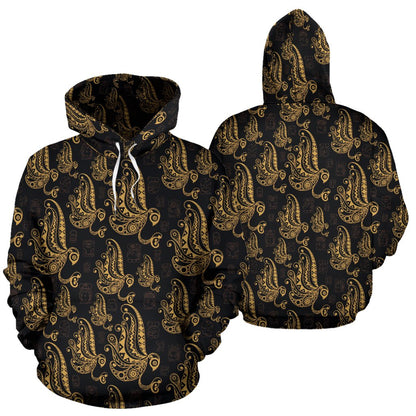 Owl Tribal Polynesian Design Print Pullover Hoodie