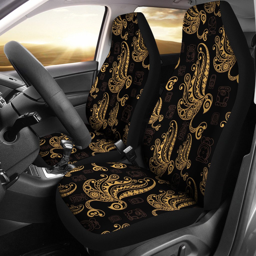 Owl Tribal Polynesian Design Print Universal Fit Car Seat Covers