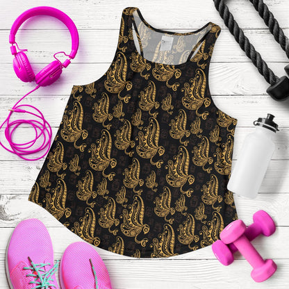 Owl Tribal Polynesian Design Print Women Racerback Tank Top