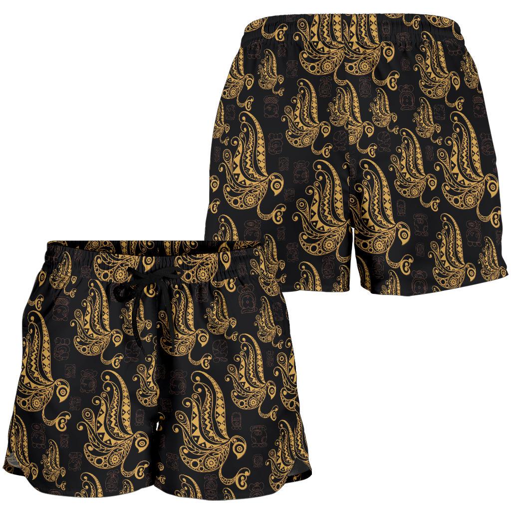 Owl Tribal Polynesian Design Print Women Shorts-JTAMIGO.COM