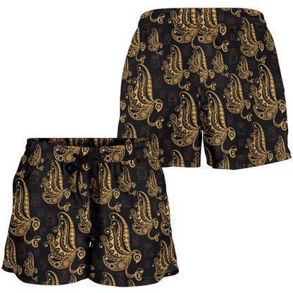 Owl Tribal Polynesian Design Print Women Shorts-JTAMIGO.COM