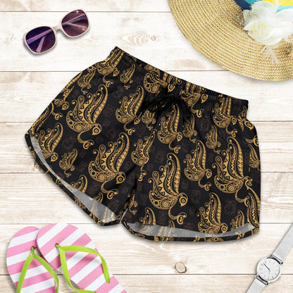Owl Tribal Polynesian Design Print Women Shorts-JTAMIGO.COM