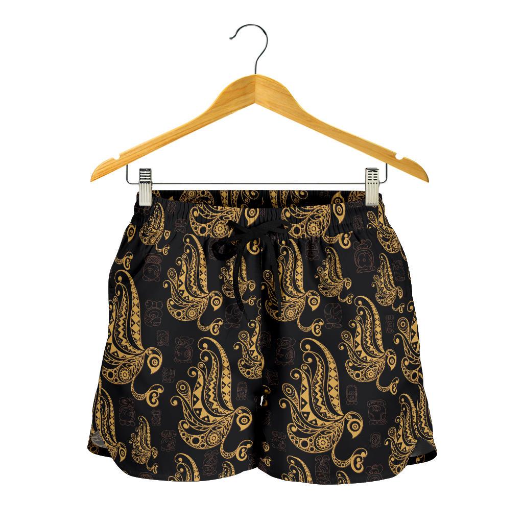 Owl Tribal Polynesian Design Print Women Shorts-JTAMIGO.COM