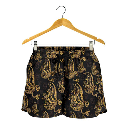 Owl Tribal Polynesian Design Print Women Shorts-JTAMIGO.COM