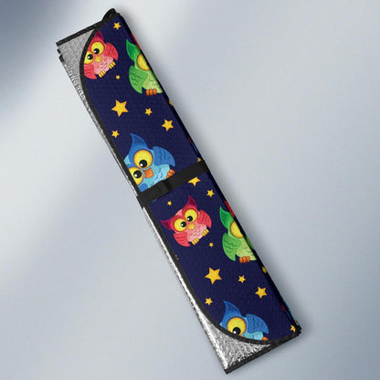 Owl with Star Themed Design Print Car Sun Shade For Windshield