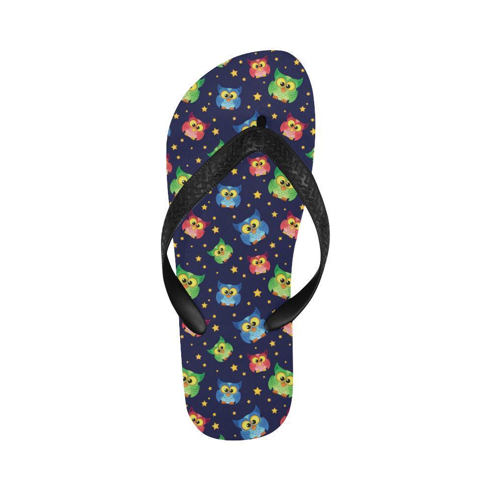 Owl with Star Themed Design Print Flip Flops-JTAMIGO.COM