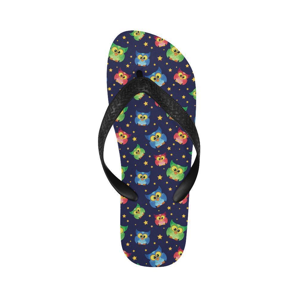 Owl with Star Themed Design Print Flip Flops-JTAMIGO.COM