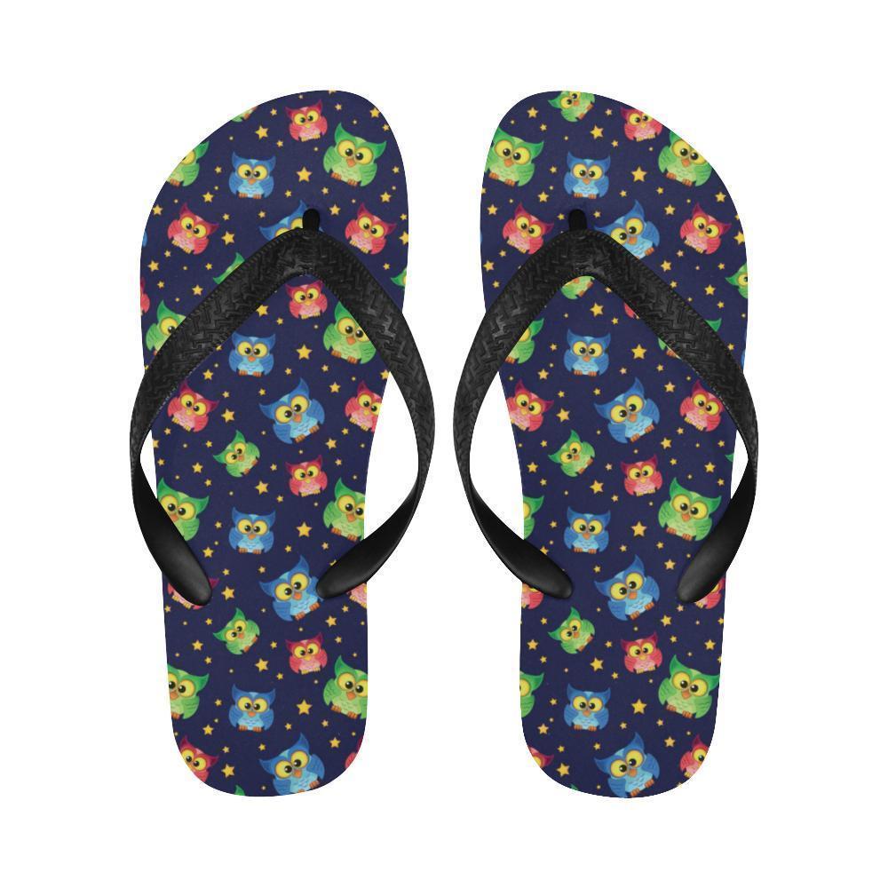 Owl with Star Themed Design Print Flip Flops-JTAMIGO.COM