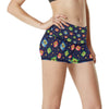 Owl with Star Themed Design Print High Waisted Spandex Shorts-JTAMIGO.COM