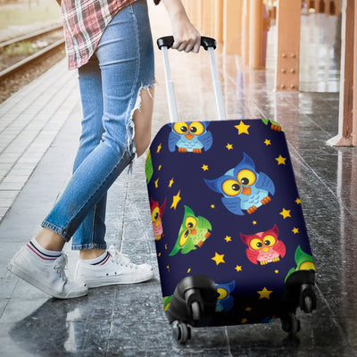 Owl With Star Themed Design Print Luggage Cover Protector